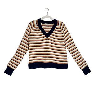 Madewell Arden V-Neck Crop Stripe Pullover Sweater  Sz - XS